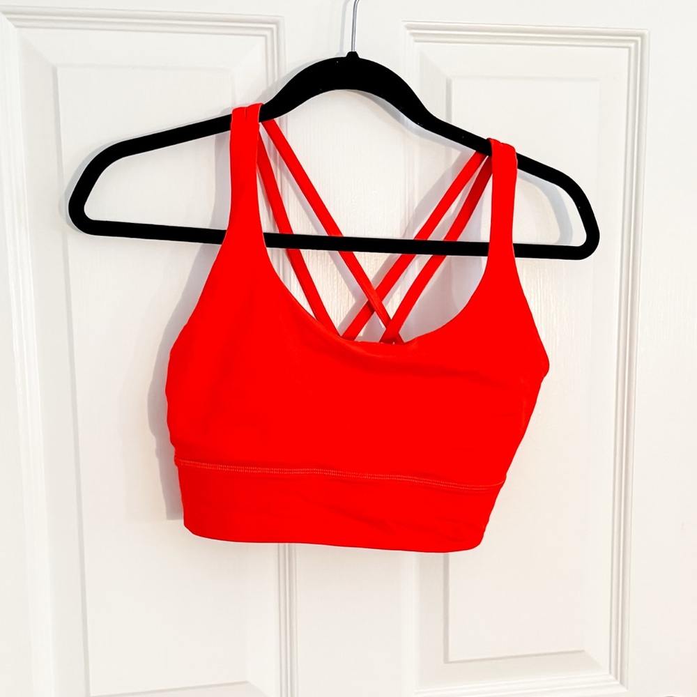 Lululemon Long line Energy Sports Bra Size 10 Red